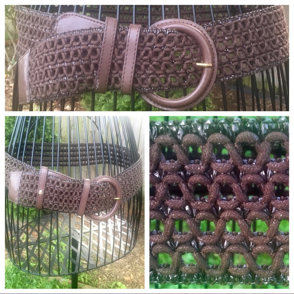 The Limited Brown Woven & Faux Leather Belt ~46”